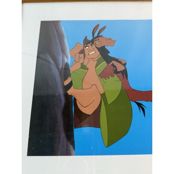 Disney Lithograph Print Emperor's New Groove Wood Brown Frame Vintage - Picture 3 of 3
